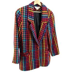 Vintage 90s Cedars Rainbow Tweed Oversized Blazer